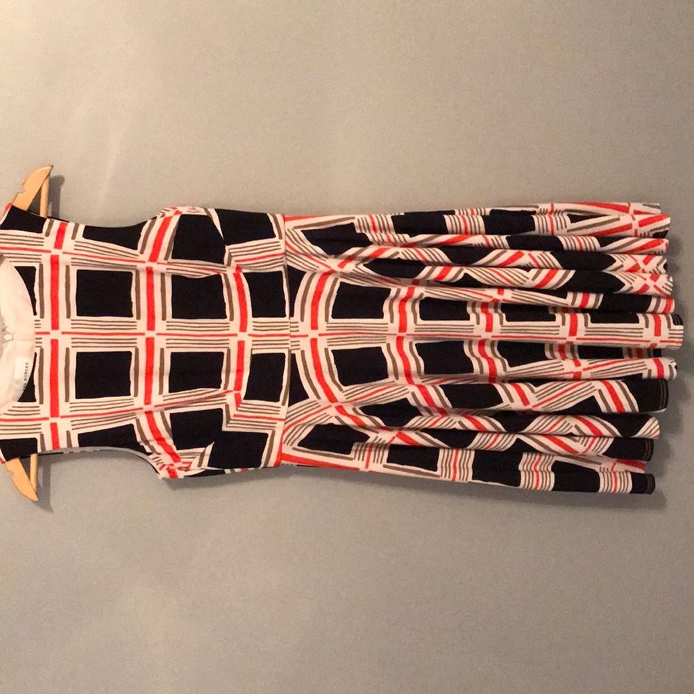 Donna Morgan cream red and blue dress